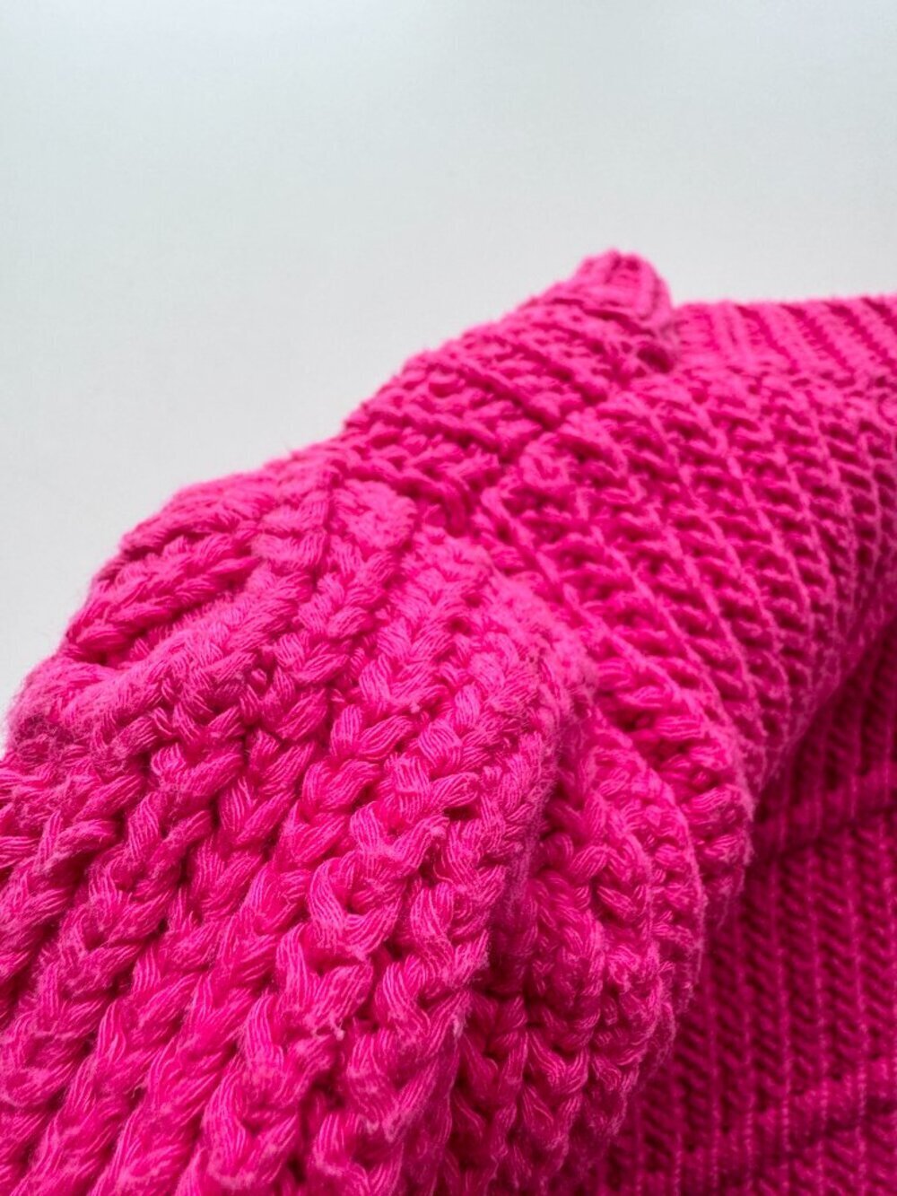 BA&SH Dabney Fuchsia Pink Cotton Knit Ribbed Puff Sleeve Sweater, Size L - Picture 11 of 16